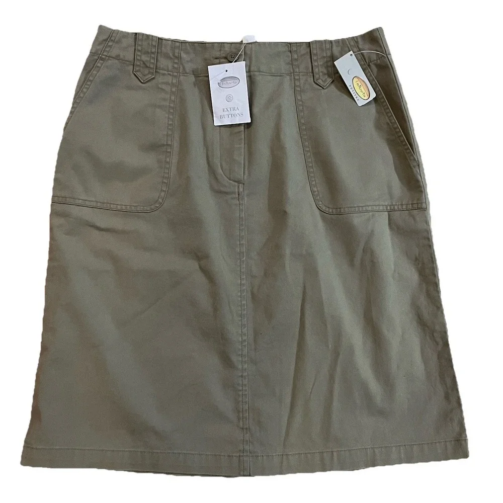 NWT Talbots Petites Size 10 Women's Short A Line Skirt‎ Green Khaki Gorpcore